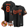 B.Orioles #8 Cal Ripken Player Black 30th Anniversary of 2131 Home Game Ldoa Stitched Jerseys