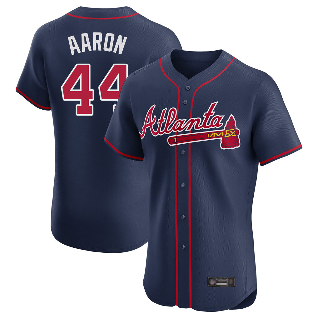 A.Braves #44 Hank Aaron Player Navy Limited Elite Home Game Ldoa Stitched Jerseys