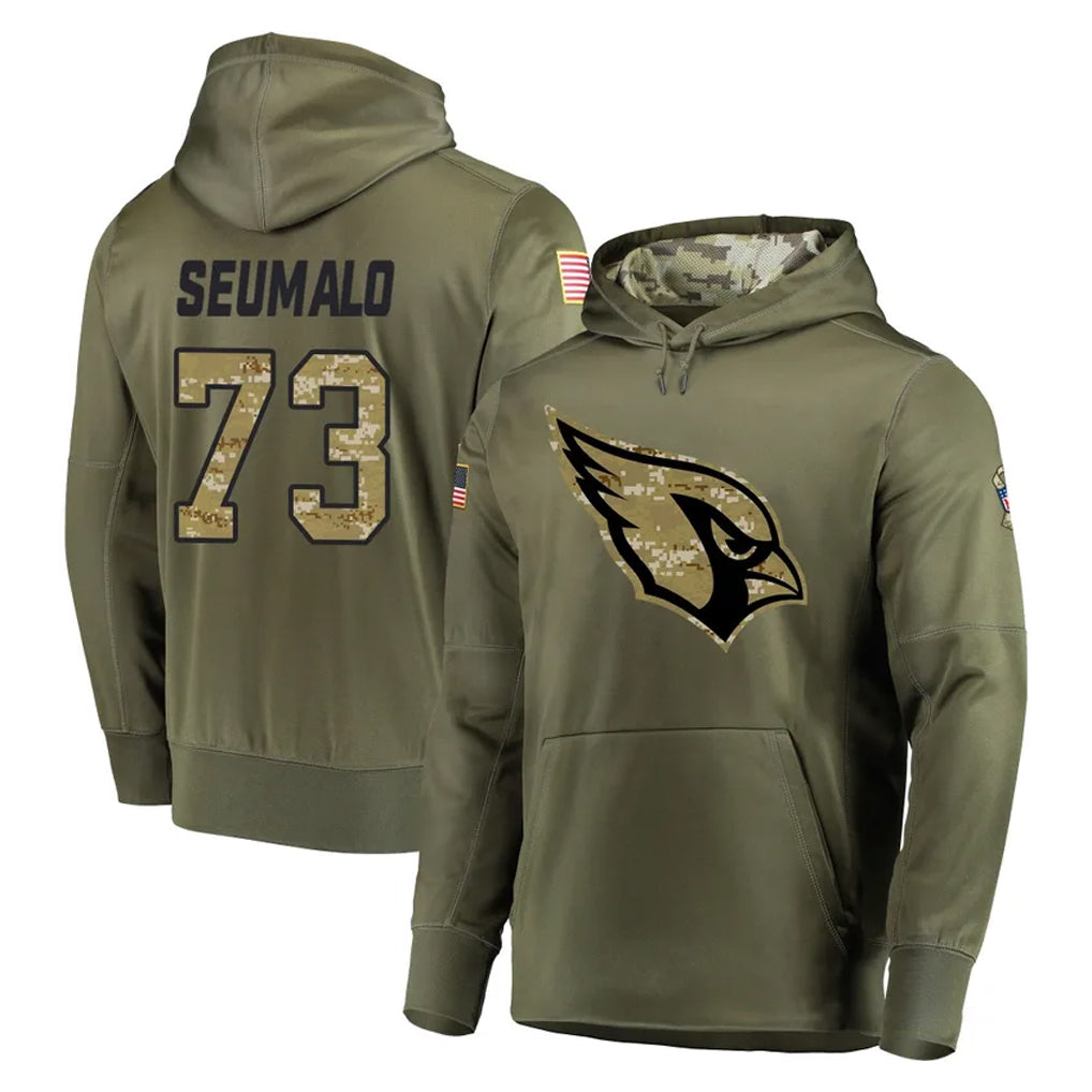 A.Cardinals #73 Isaac Seumalo Player Olive Salute to Service Pullover Hoodie Home Game Ldoa Stitched Jerseys