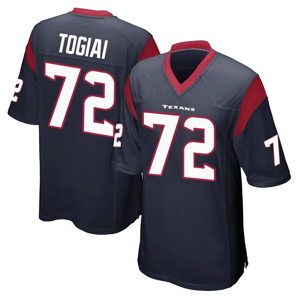 H.Texans #72 Tommy Togiai Player Navy Home Game Ldoa Stitched Jerseys