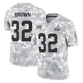 C.Browns #32 Jim Brown Player Arctic Camo Salute to Service Limited Home Game Ldoa Stitched Jerseys