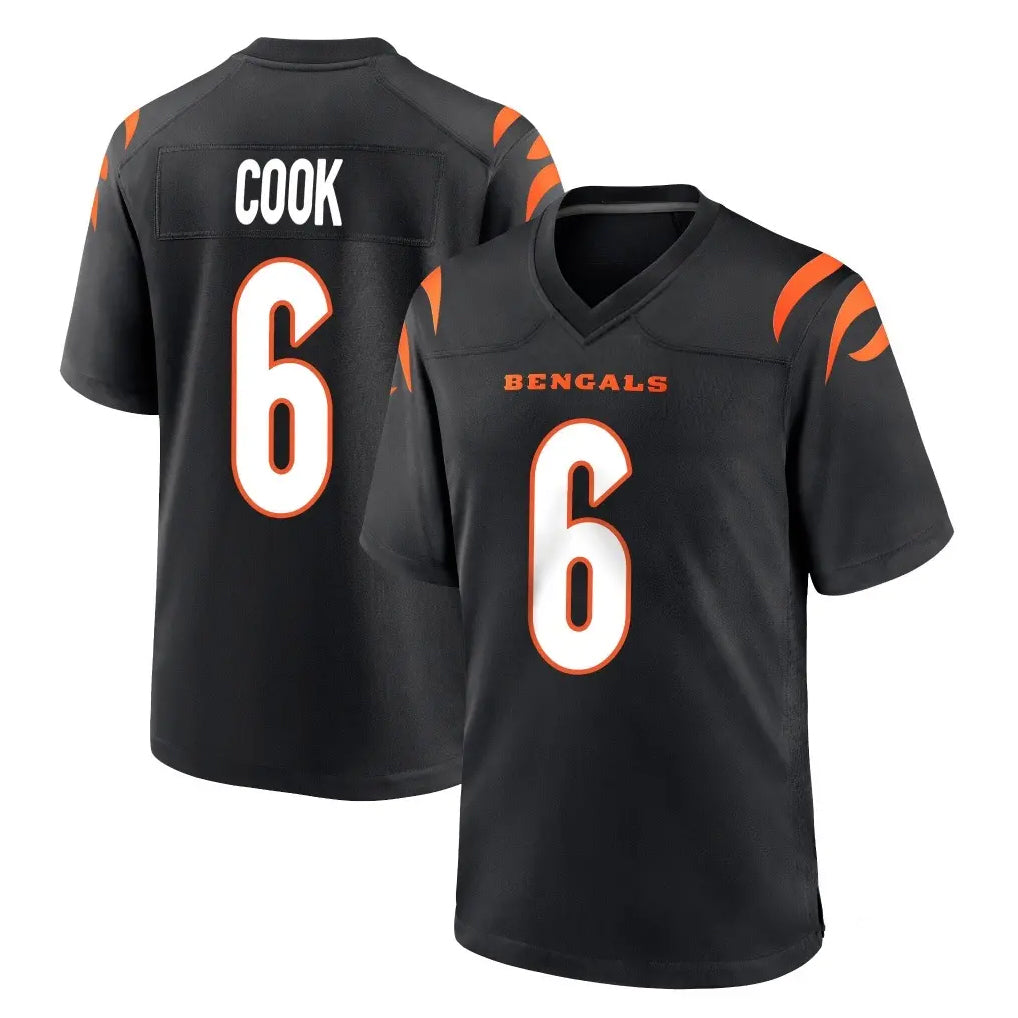 C.Bengals #6 Brian Cook Player Black Home Game Ldoa Stitched Jerseys