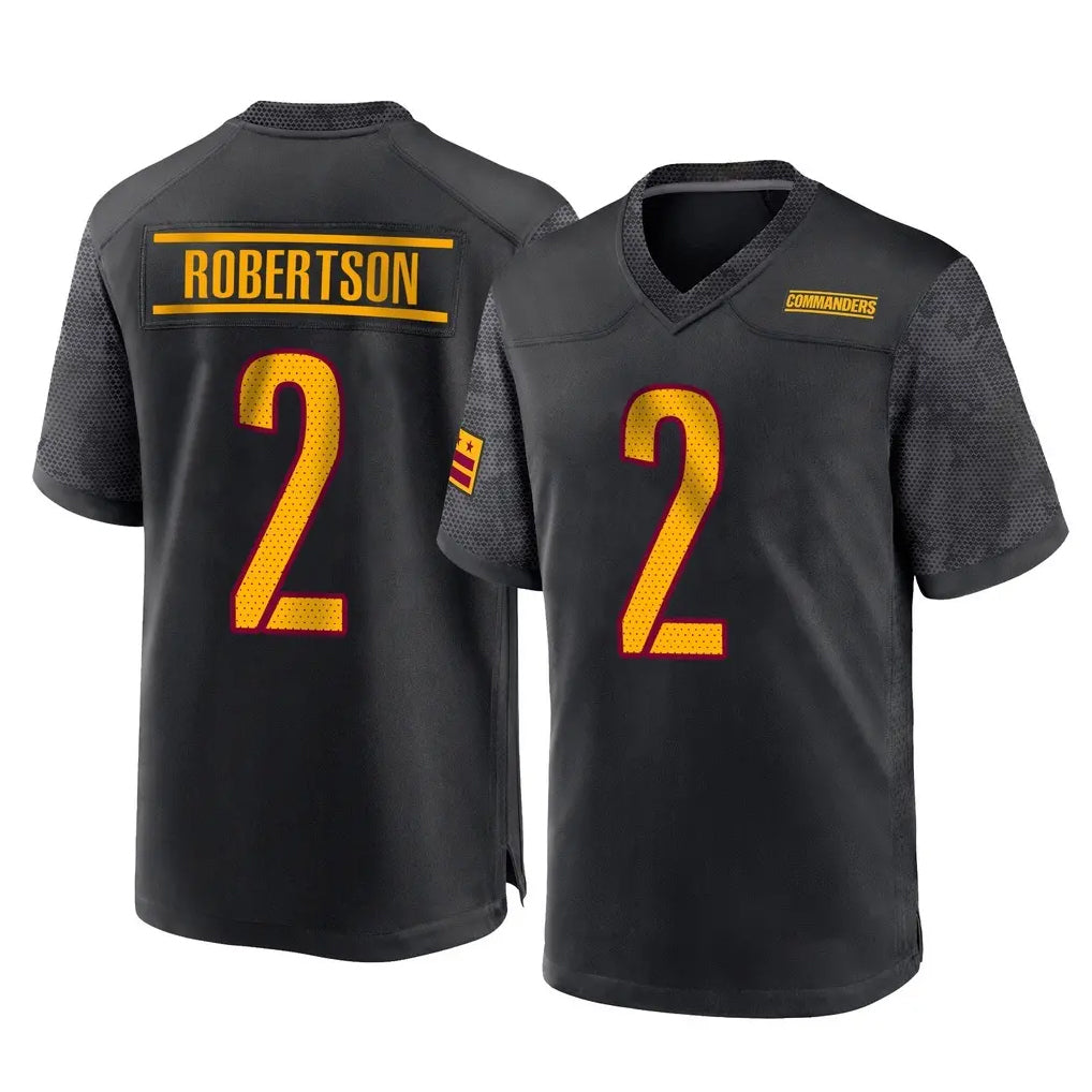 W.Commanders #2 Amik Robertson Player Black Home Game Ldoa Stitched Jerseys