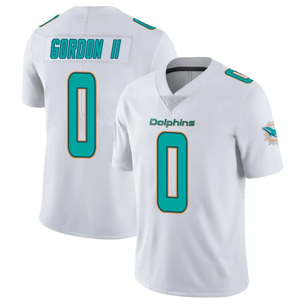 M.Dolphins #0 Ollie Gordon II Player White Limited Vapor Untouchable Home Game Ldoa Stitched Jerseys