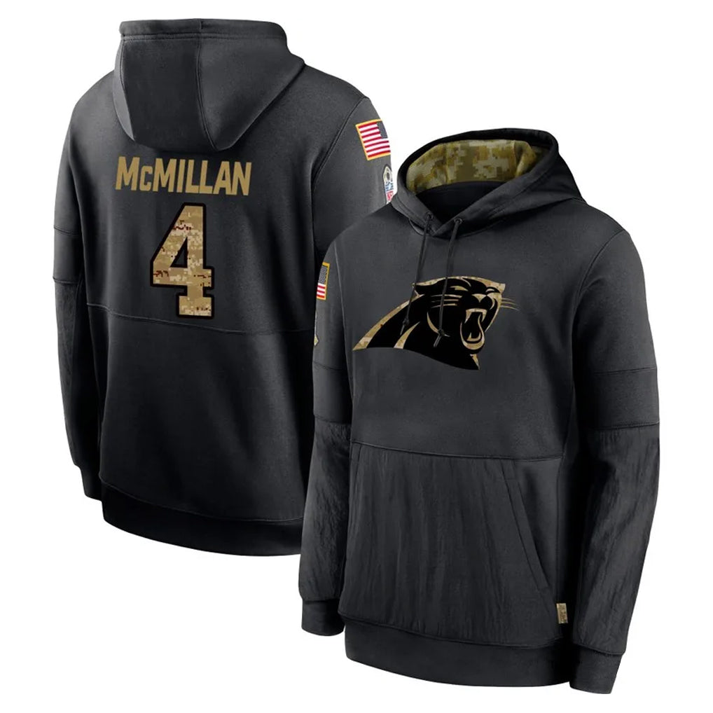 C.Panthers #4 Tetairoa McMillan Player Black Salute to Service Pullover Hoodies Limited Game Ldoa Stitched Jerseys
