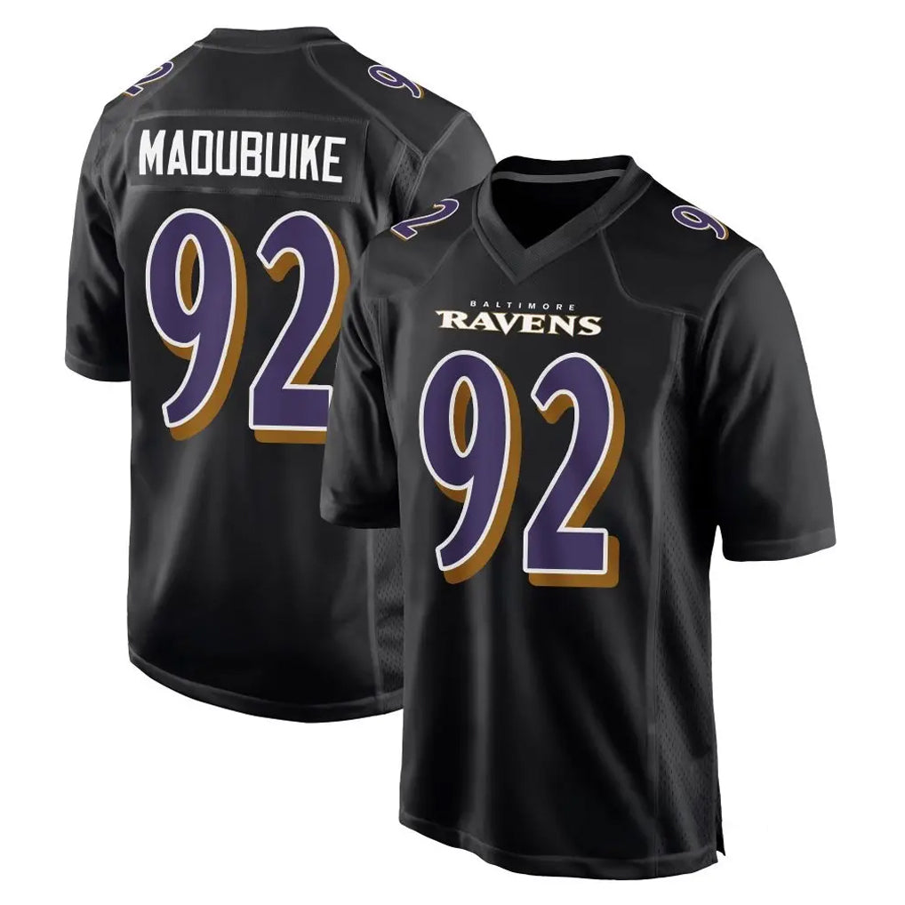 B.Ravens #92 Nnamdi Madubuike Player Black Carbon Fashion Home Game Ldoa Stitched Jerseys
