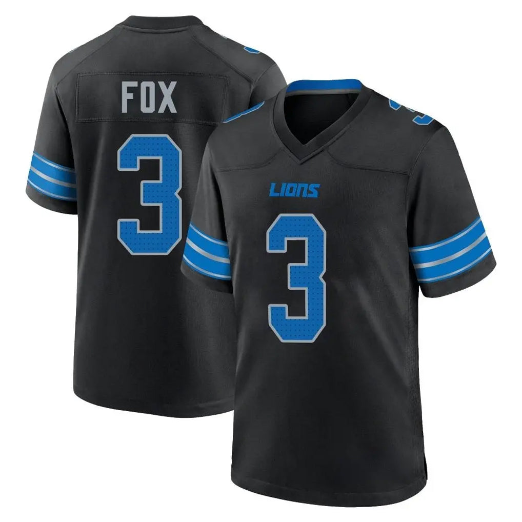 D.Lions #3 Jack Fox Player Black Alternate Home Game Ldoa Stitched Jerseys