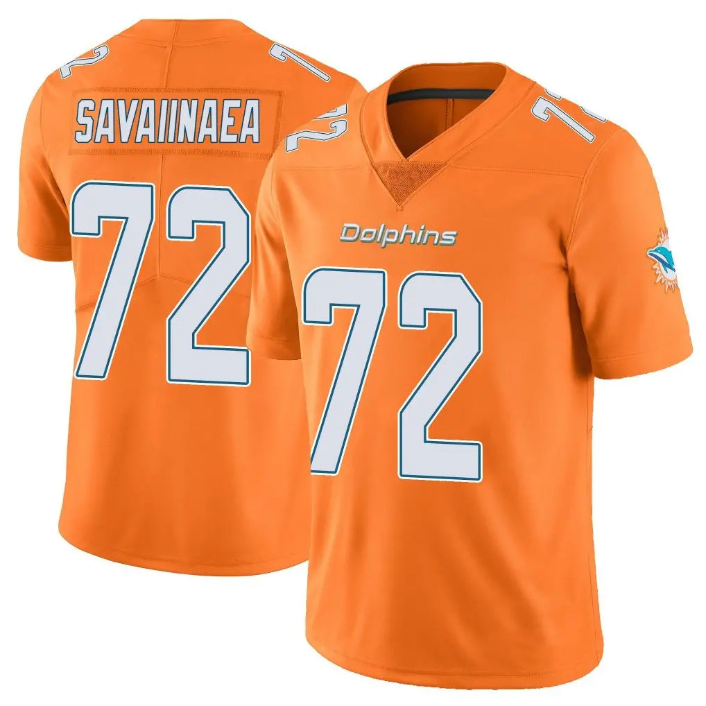 M.Dolphins #72 Jonah Savaiinaea Player Orange Limited Home Game Ldoa Stitched Jerseys