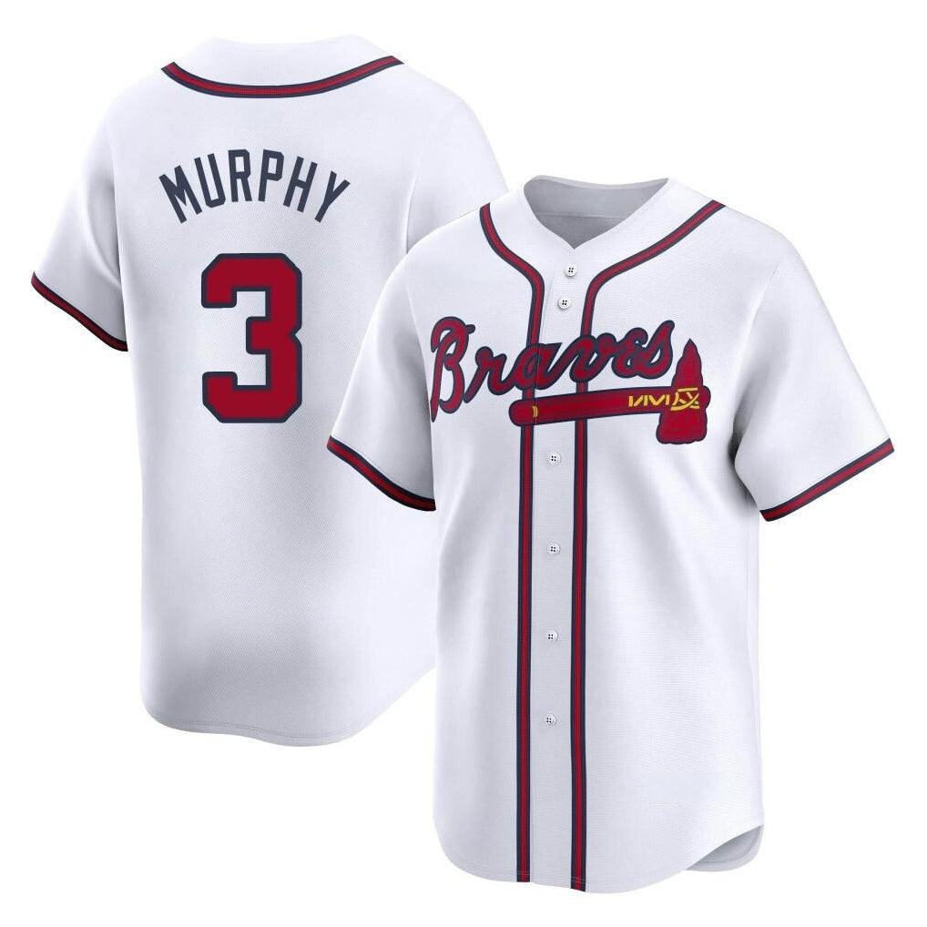 A.Braves #3 Dale Murphy Player White Limited Home Game Ldoa Stitched Jerseys