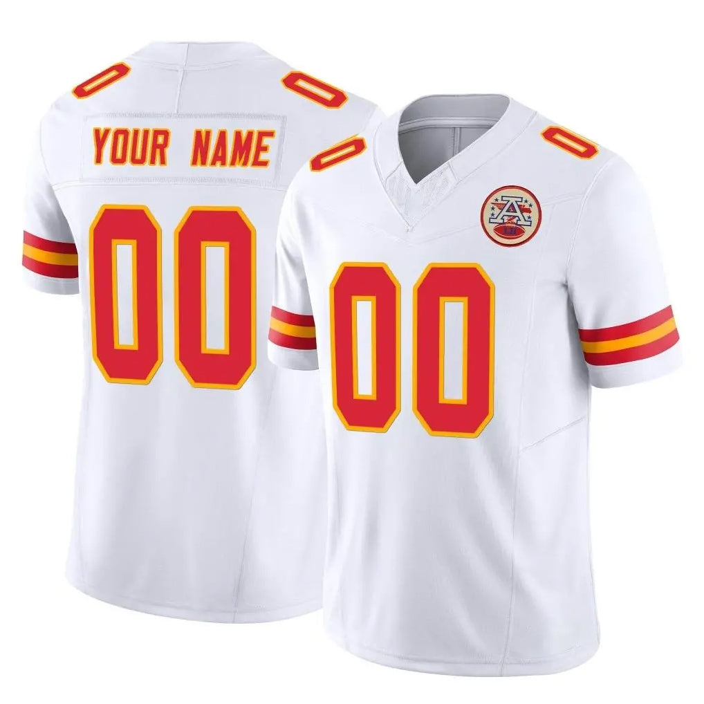 Custom KC.Chiefs White Limited Vapor F.U.S.E. Home Game Any Name & Numbers Ldoa Stitched Jerseys