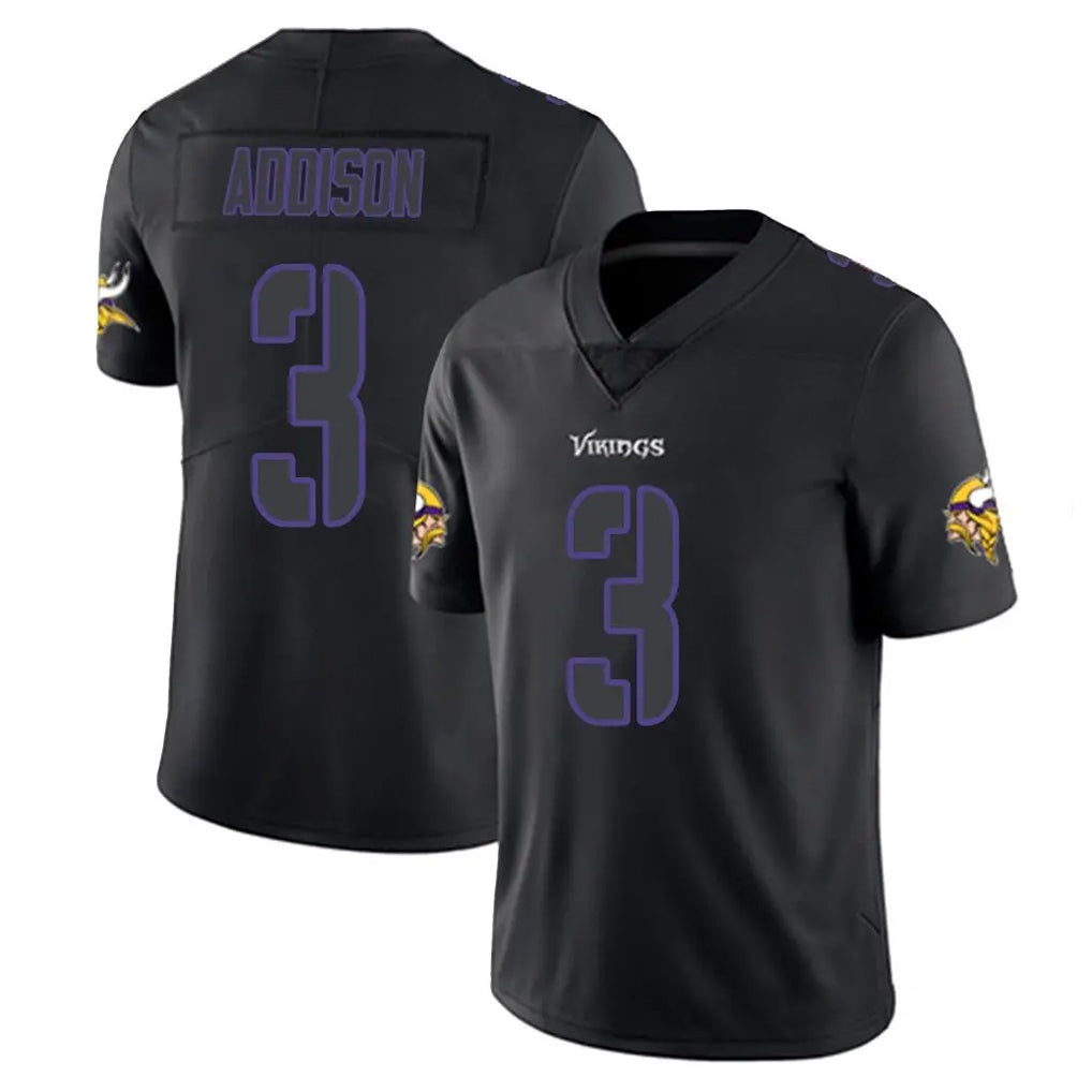 M.Vikings #3 Jordan Addison Player Black Impact LImited Home Game Ldoa Stitched Jerseys