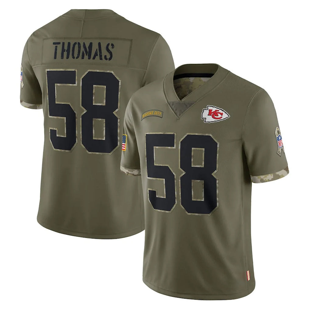 KC.Chiefs #58 Derrick Thomas Player Olive Salute To Service Limited Ldoa Stitched Jerseys