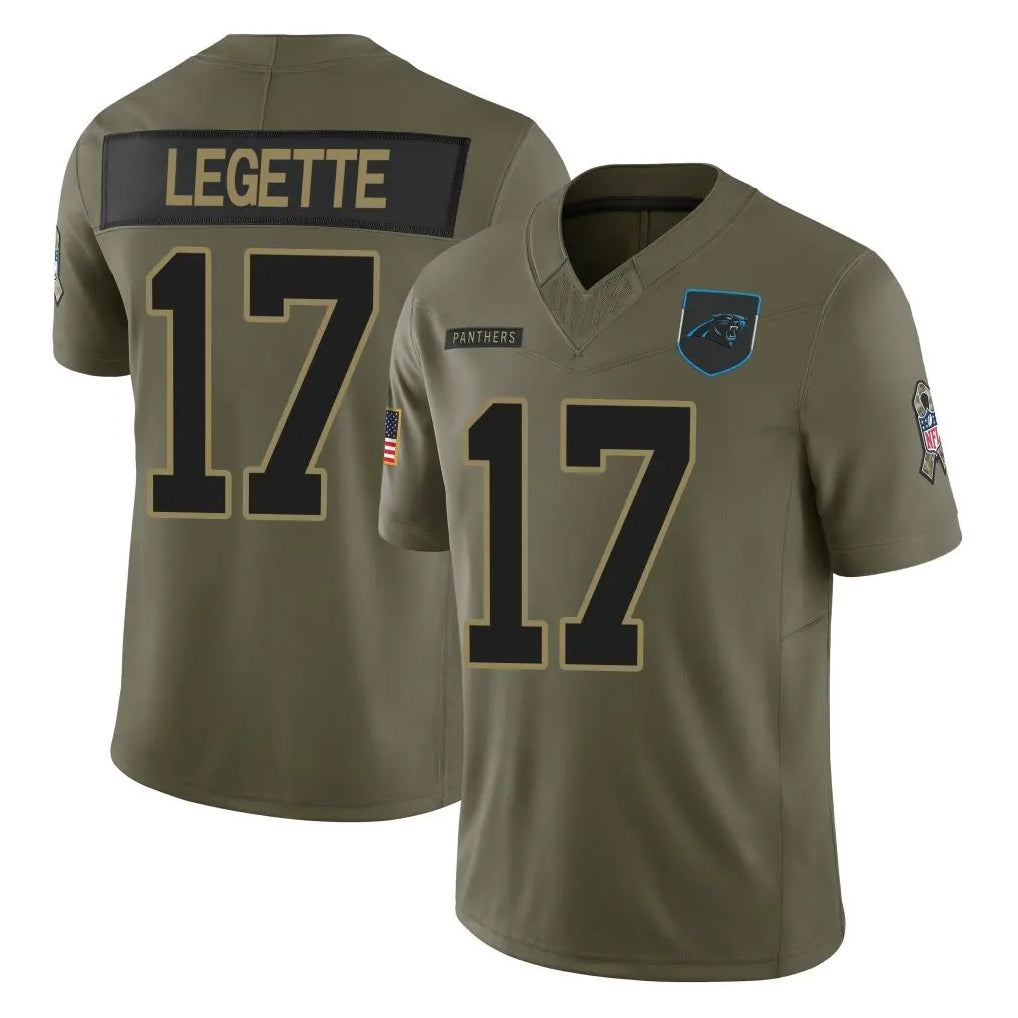 C.Panthers #17 Xavier Legette Player Olive Salute to Service Limited Home Game Ddoa Ldoa Stitched Jerseys