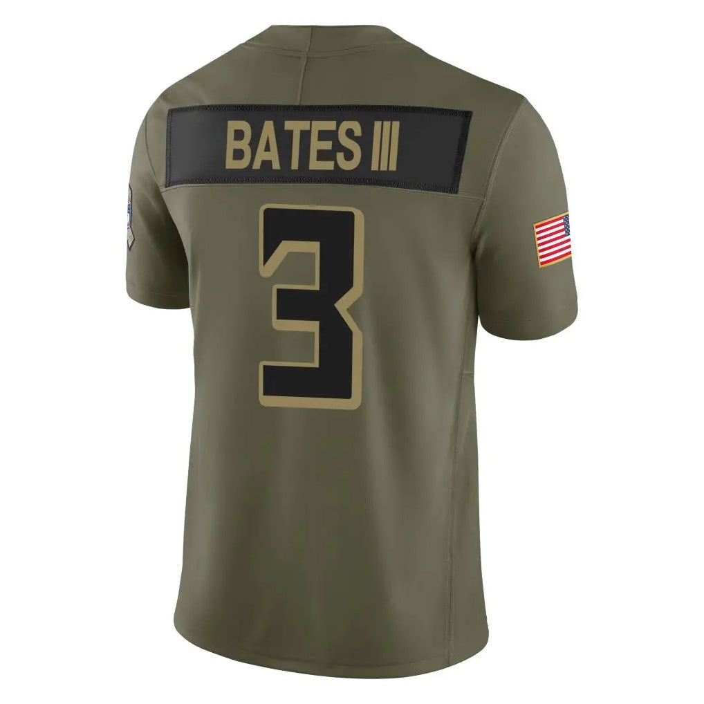 A.Falcons #3 Jessie Bates III Player Olive Salute To Service Limited Home Game Ldoa Stitched Jerseys