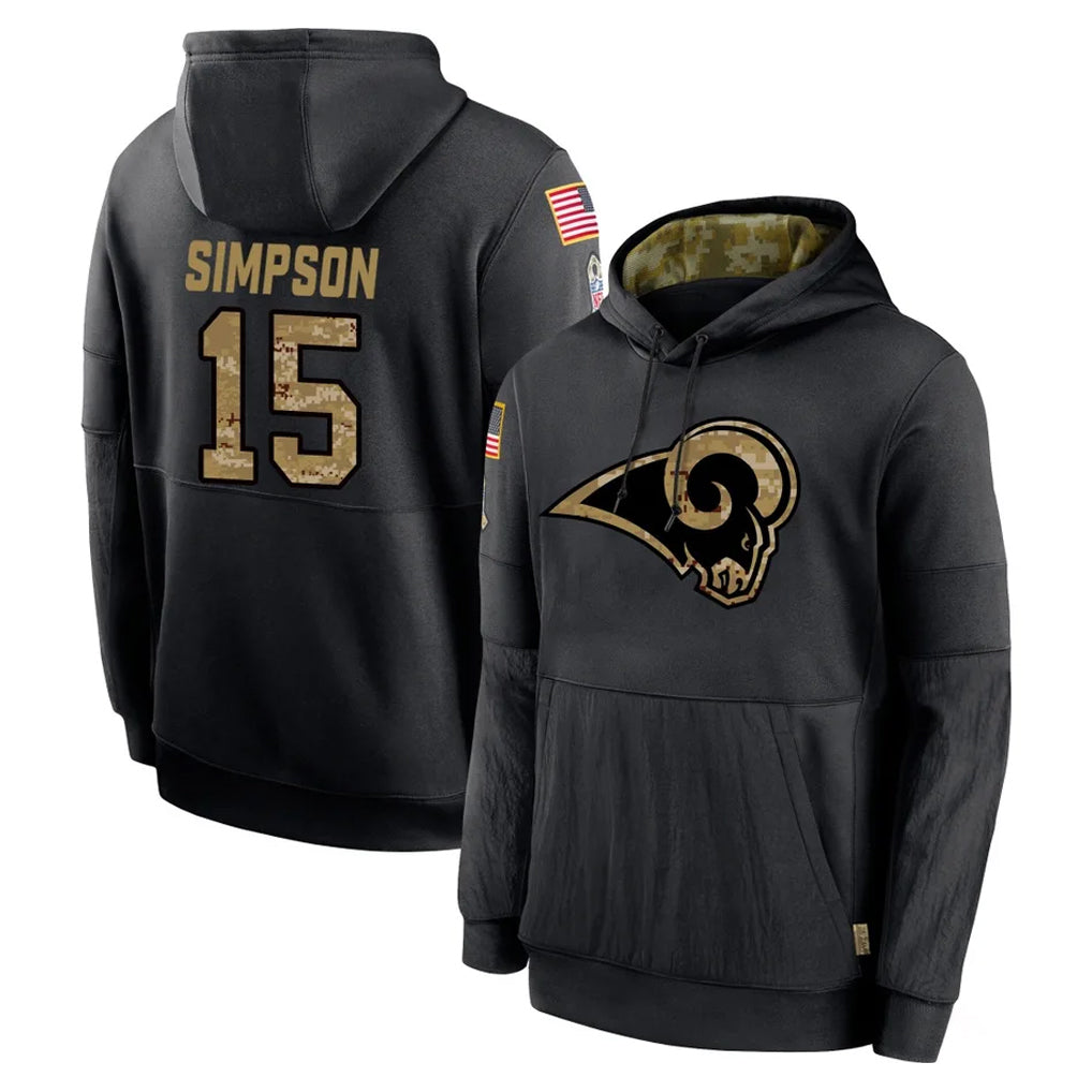 LA.Rams #15 Ty Simpson Player Black Salute to Service Hoodies Limited Game Ldoa Stitched Jerseys