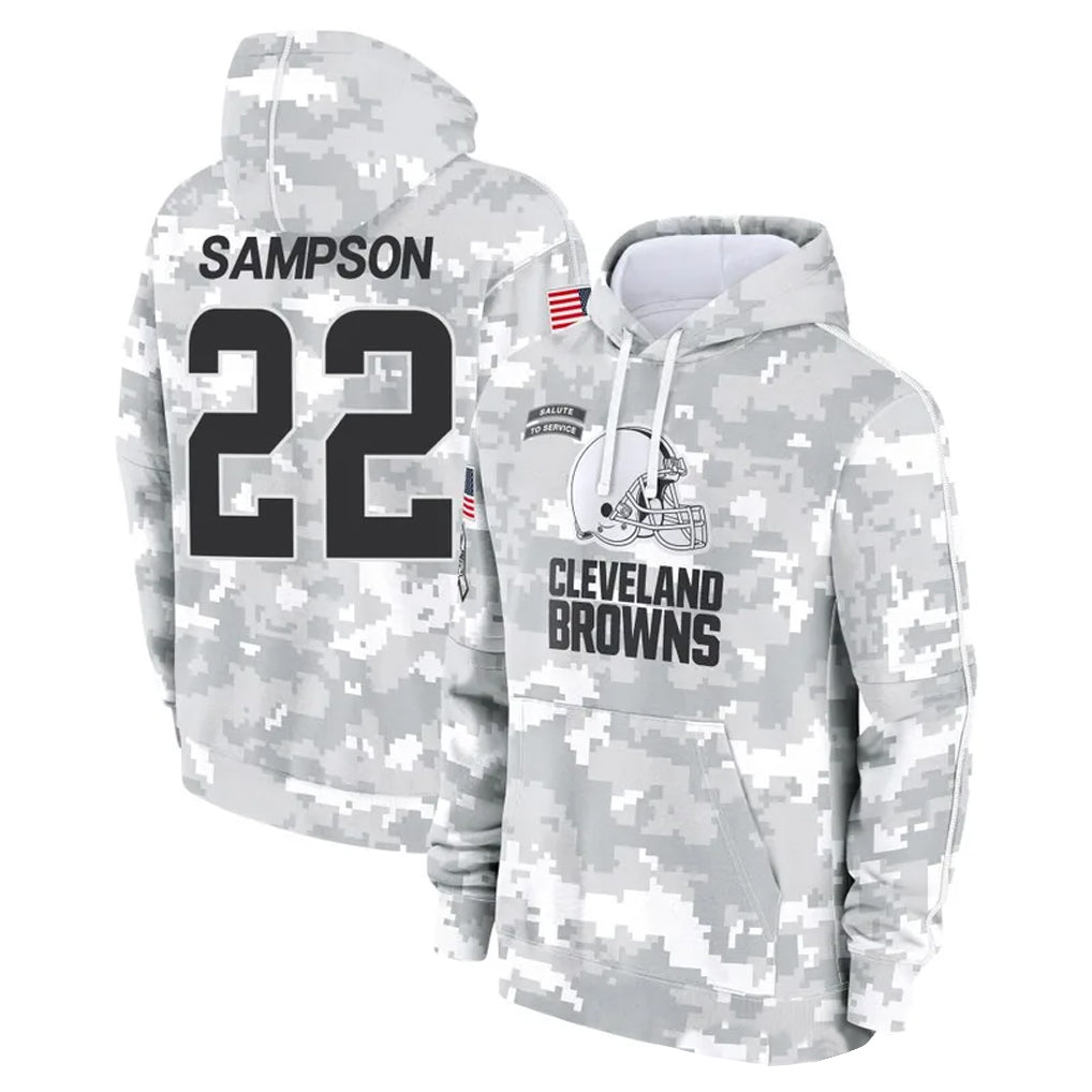 C.Browns #22 Dylan Sampson Player Arctic Camo Salute to Service Hoodies Limited Game Ldoa Stitched Jerseys