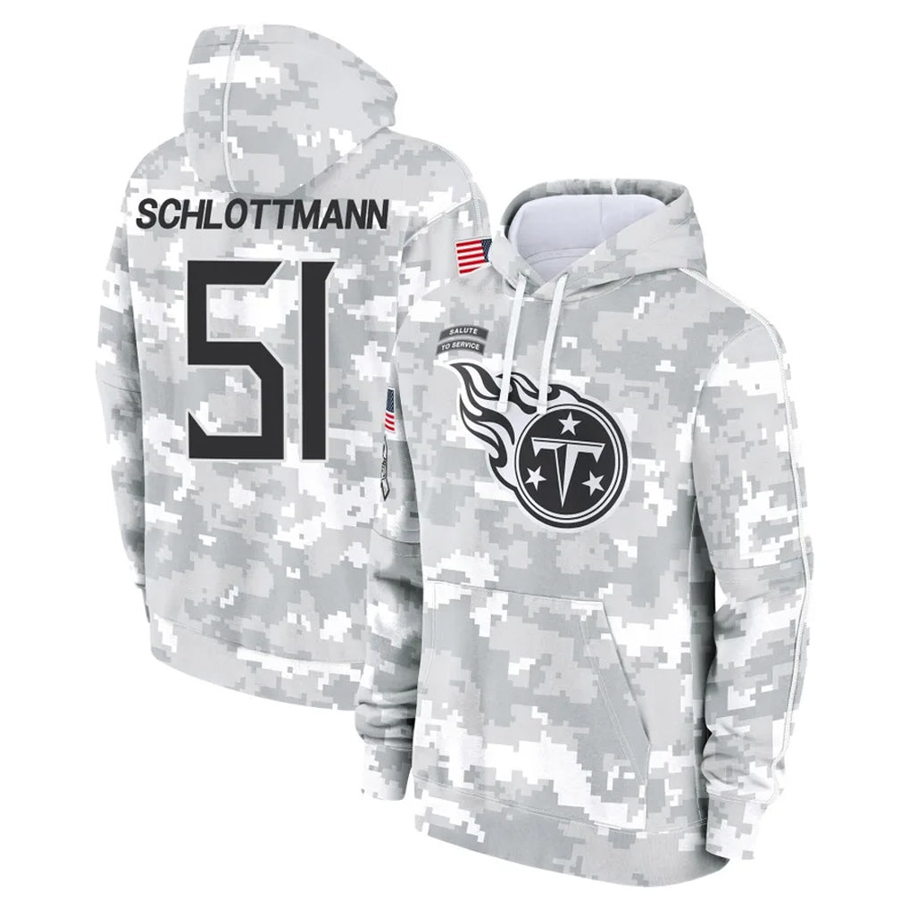 T.Titans #51 Austin Schlottmann Player Camo Arctic Salute to Service Pullover Hoodies Home Game Ldoa Stitched Jerseys