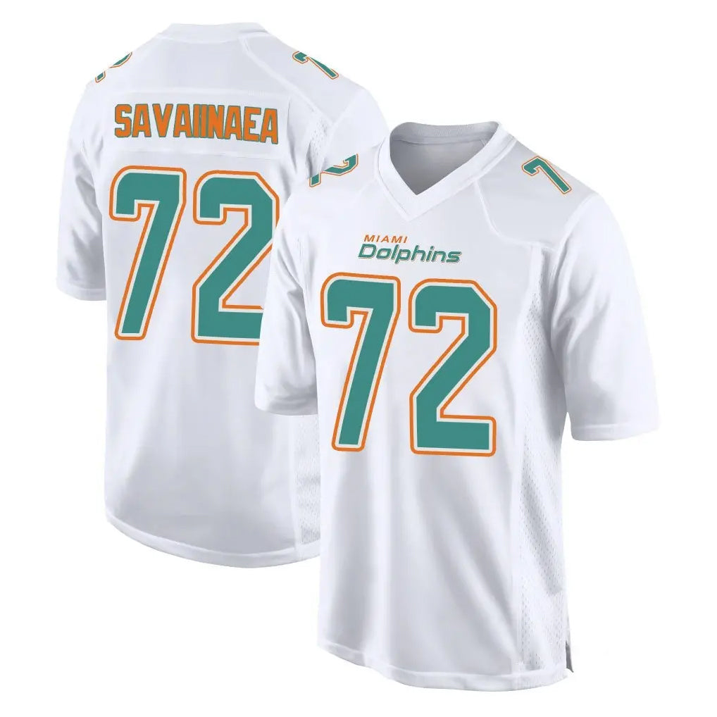 M.Dolphins #72 Jonah Savaiinaea Player White Fashion Home Game Ldoa Stitched Jerseys