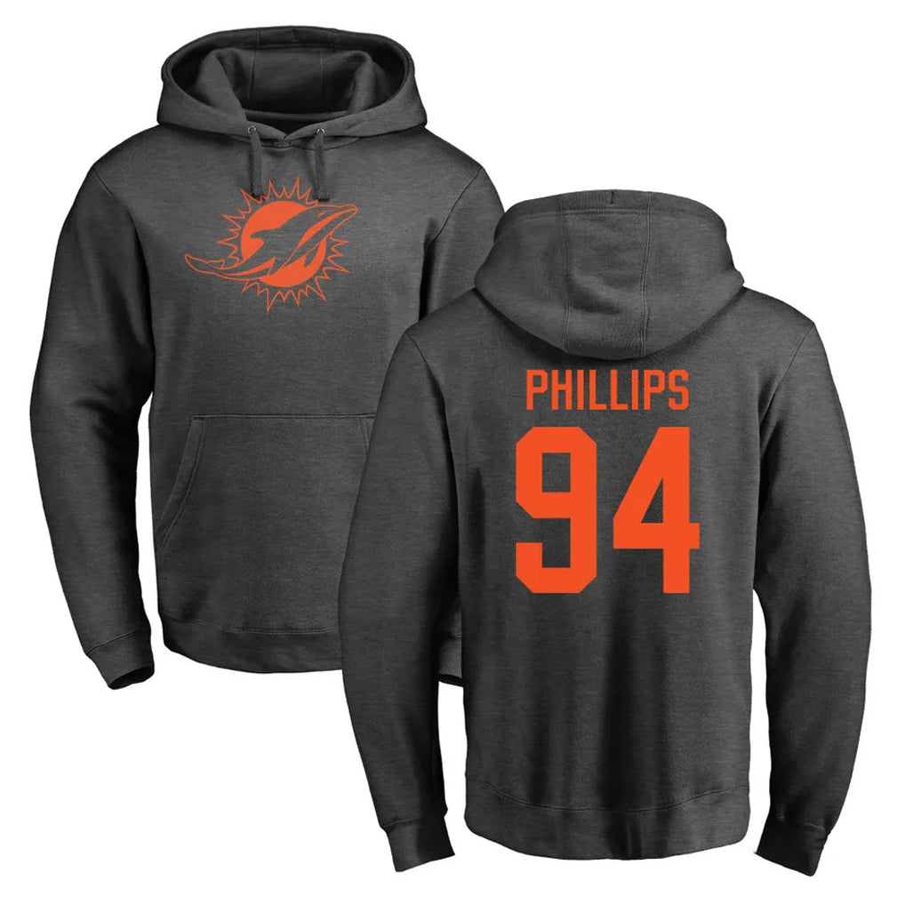 M.Dolphins #94 Jordan Phillips Player Darkgray Pullover Hoodies Limited Ldoa Stitched Jerseys