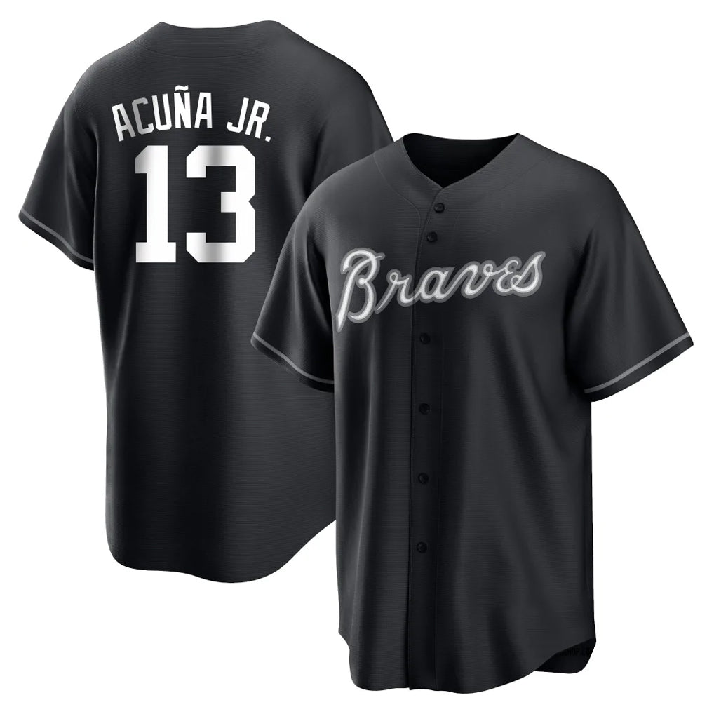 A.Braves #13 Ronald Acuna Jr Player Black Home Game Ldoa Stitched Jerseys