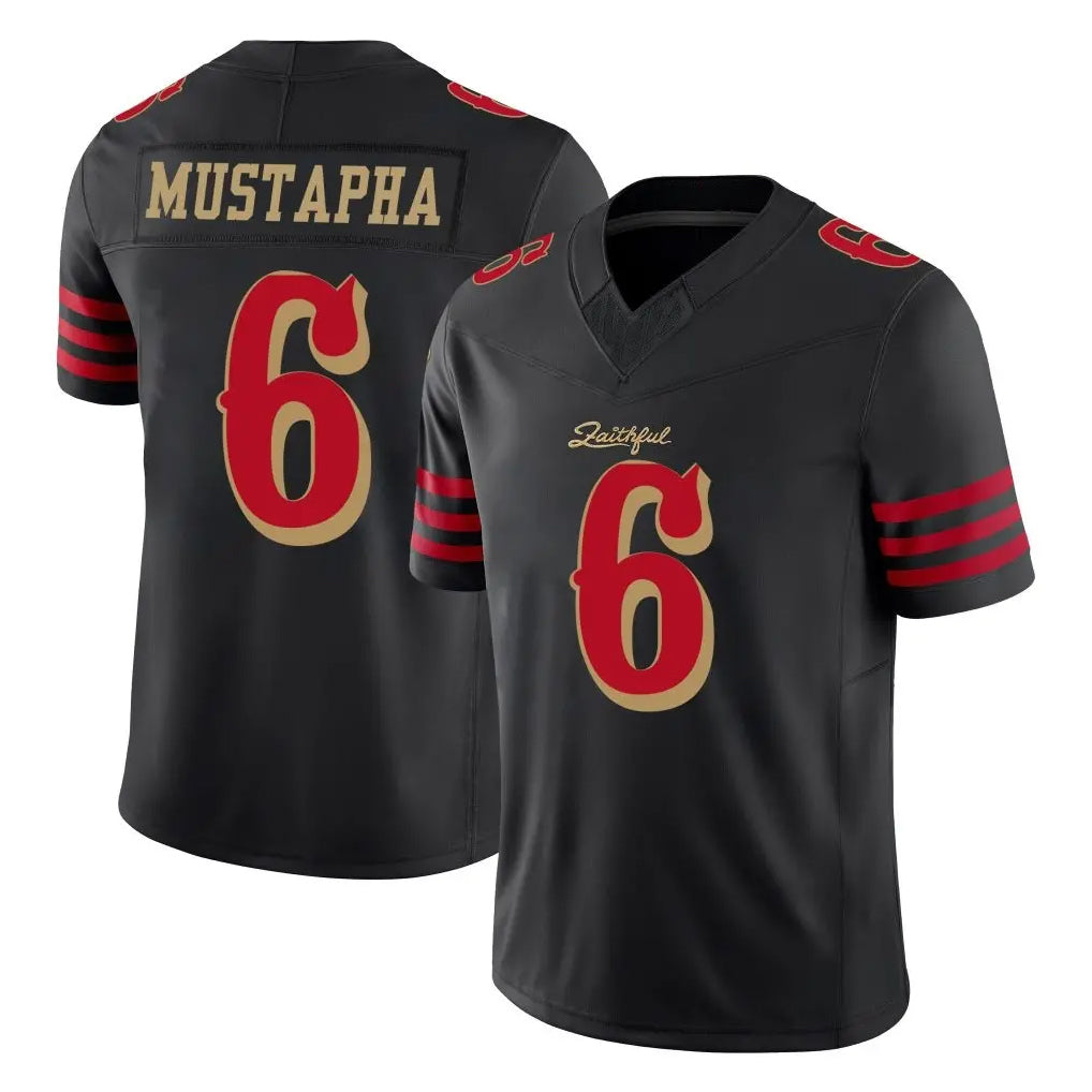 SF.49ers #6 Malik Mustapha Player Black Limited Rivalries Collection Home Game Ldoa Stitched Jerseys