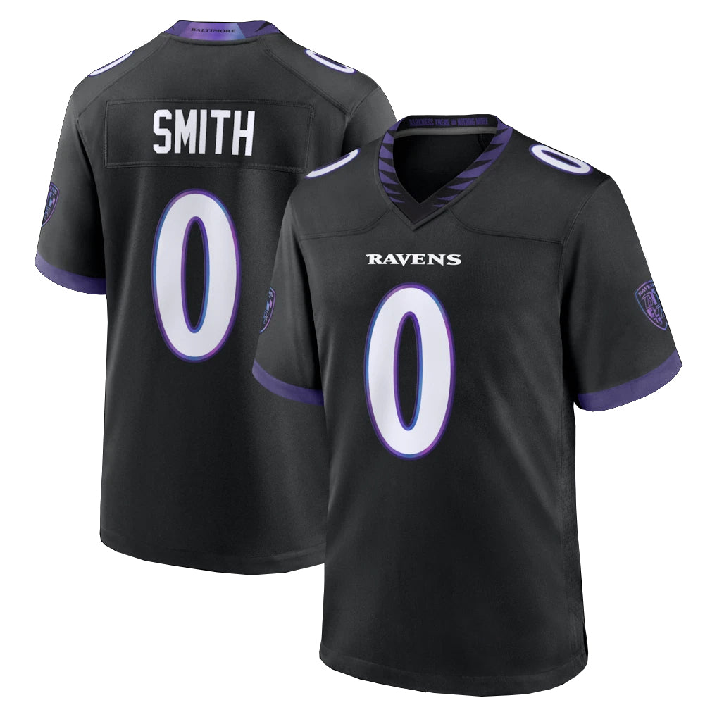 B.Ravens #0 Roquan Smith Player Black Home Game Ldoa Stitched Jerseys