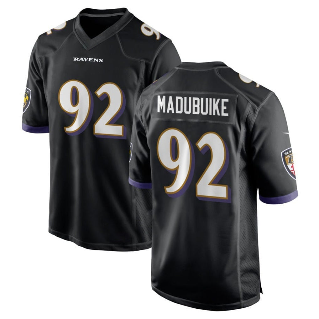 B.Ravens #92 Nnamdi Madubuike Player Black Alternate Home Game Ldoa Stitched Jerseys