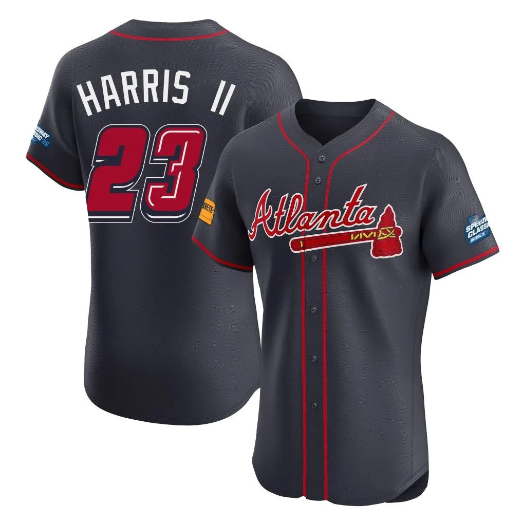 A.Braves #23 Michael Harris II Player Navy 2025 Speedway Classic Limited Elite Home Game Ldoa Stitched Jerseys