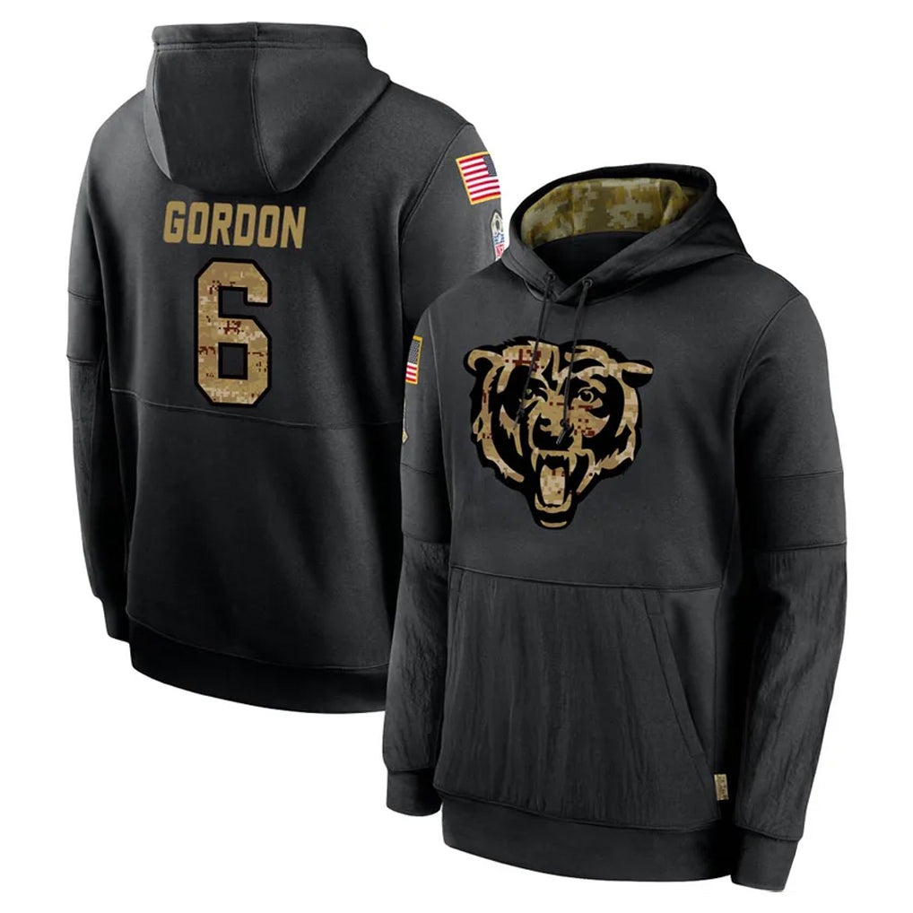 C.Bears #6 Kyler Gordon Player Black Salute to Service Pullover Hoodies Limited Ldoa Stitched Jerseys