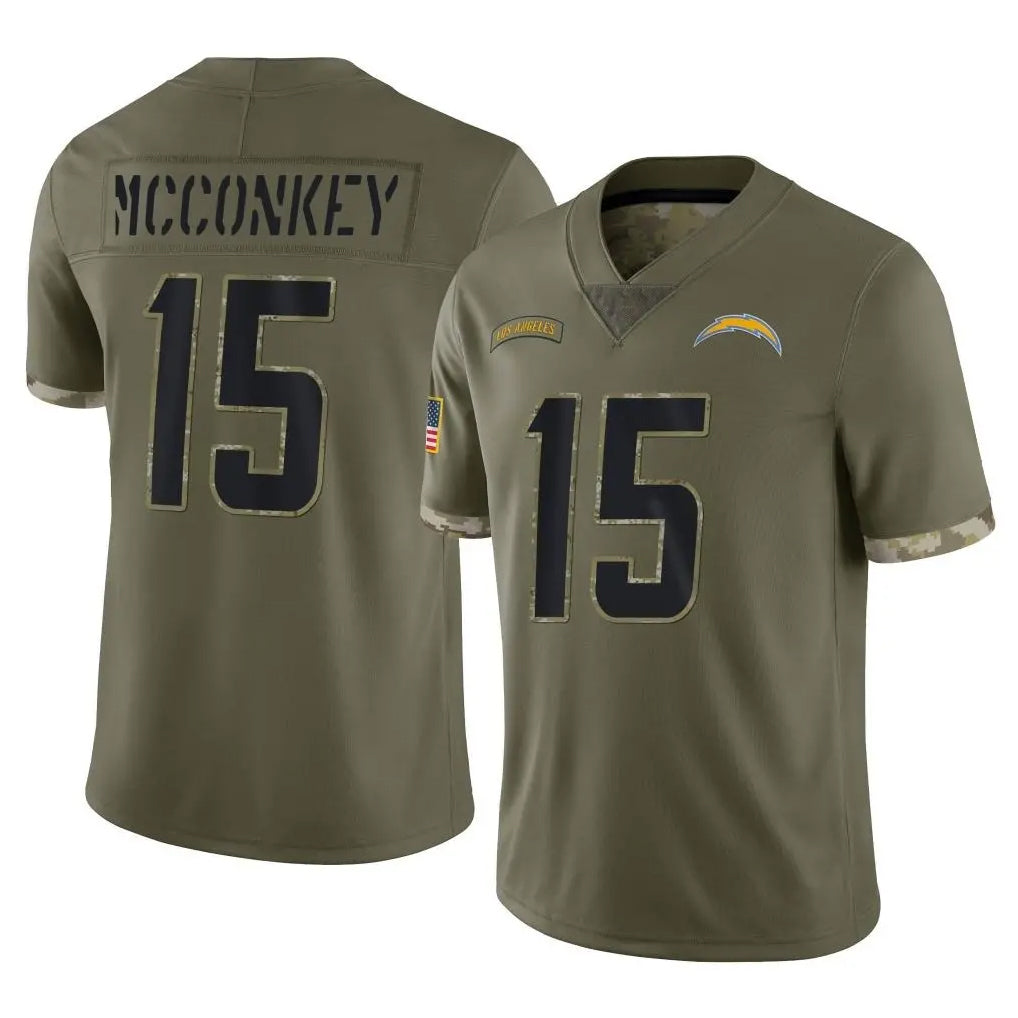 LA.Chargers #15 Ladd McConkey Player Olive Salute To Service Limited Ldoa Stitched Jerseys