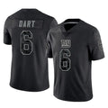 NY.Giants #6 Jaxson Dart Player Black Limited Reflective Home Game Ldoa Stitched Jerseys