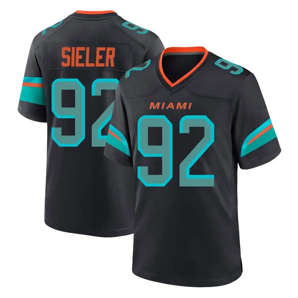 M.Dolphins #92 Zach Sieler Player Black Pitch Rivalries Collection Home Game Ldoa Stitched Jerseys