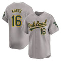 Athletics #16 Nick Kurtz Player Gray Road Limited Home Game Ldoa Stitched Jerseys