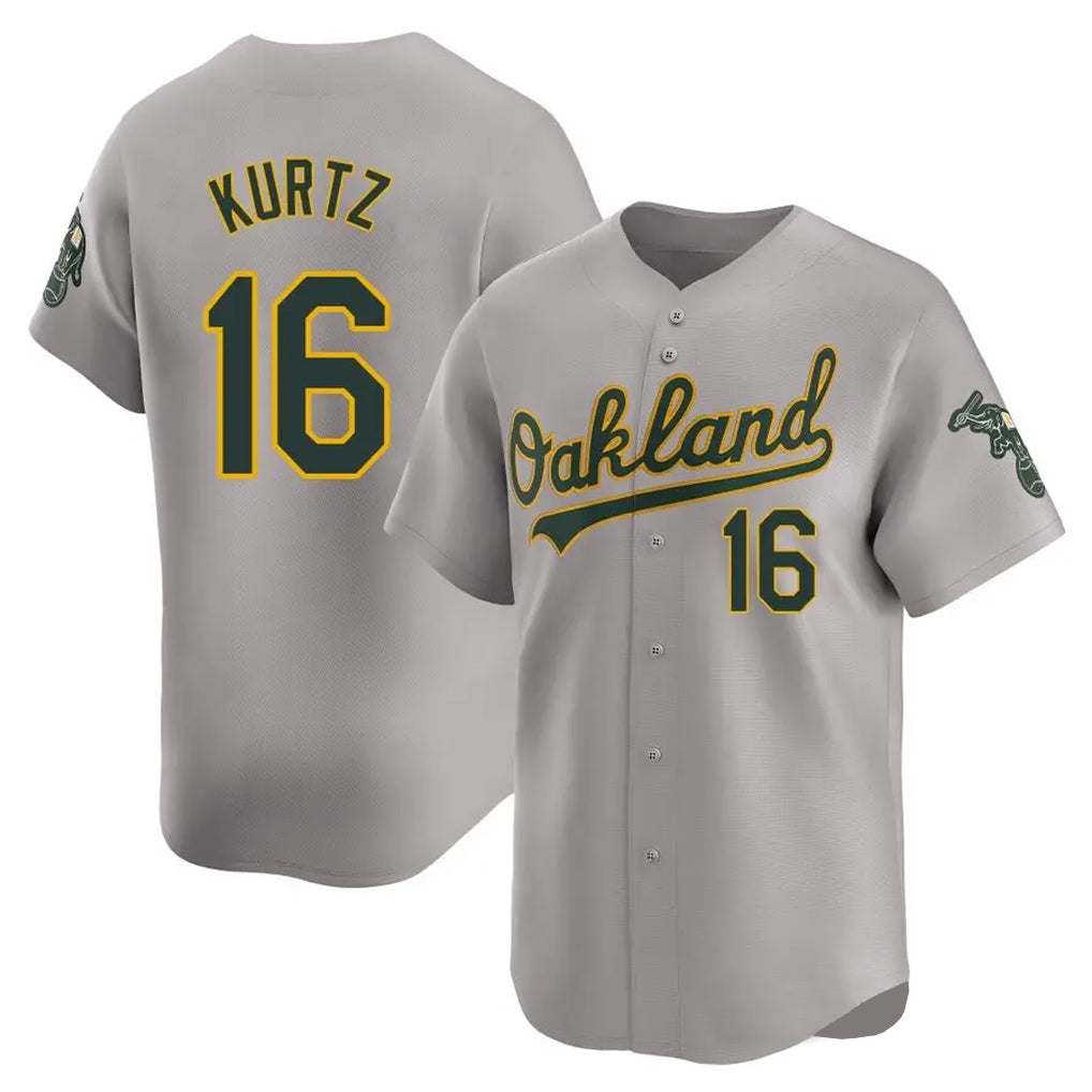 Athletics #16 Nick Kurtz Player Gray Road Limited Home Game Ldoa Stitched Jerseys