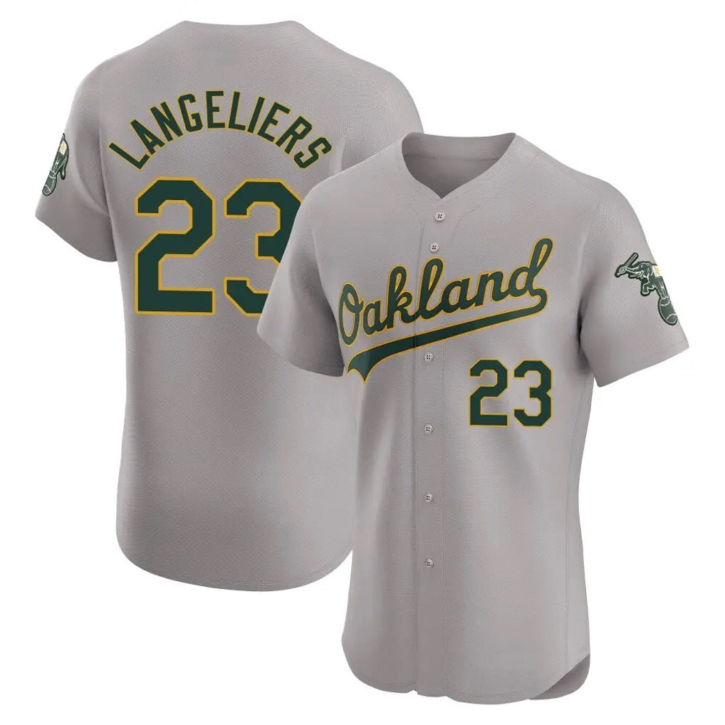 Athletics #23 Shea Langeliers Player Gray Road Limited Elite Home Game Ldoa Stitched Jerseys