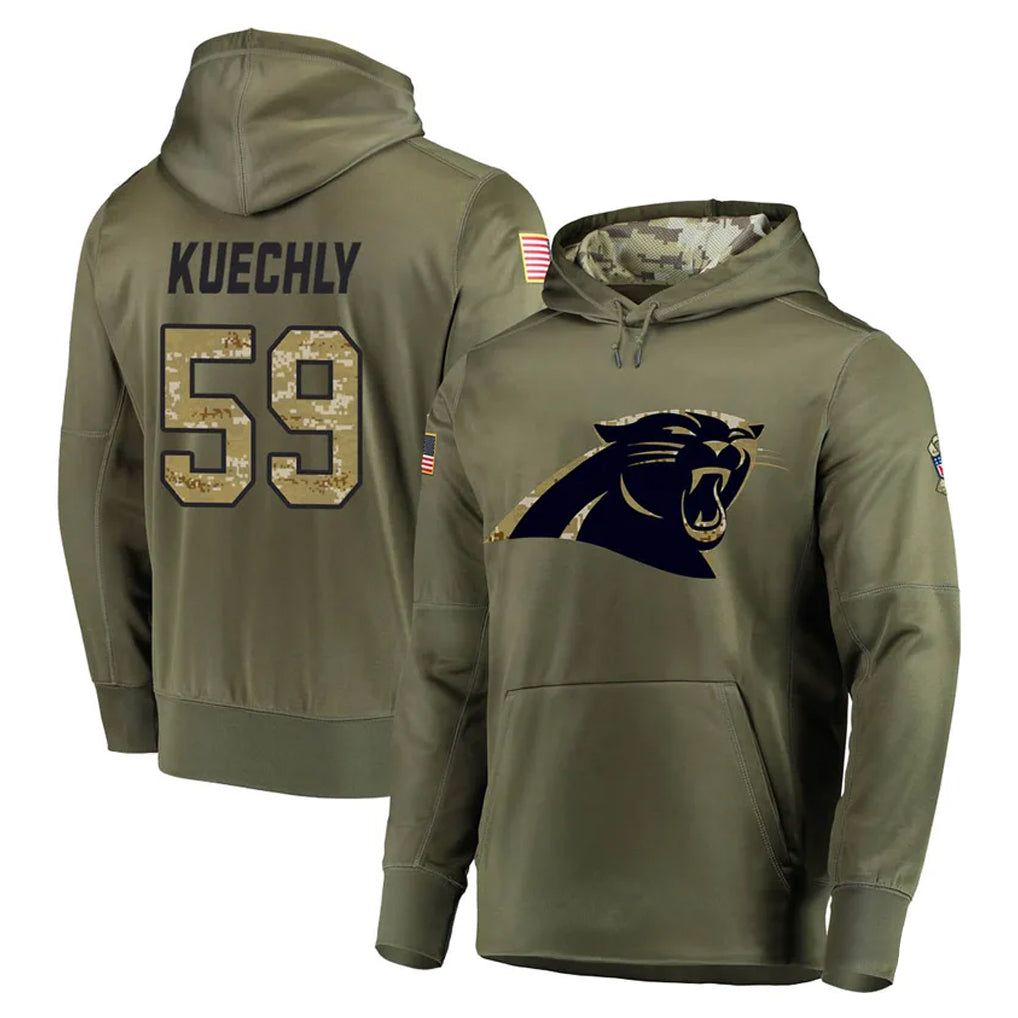 C.Panthers #59 Luke Kuechly Player Olive Salute to Service Hoodies Ldoa Stitched Jerseys
