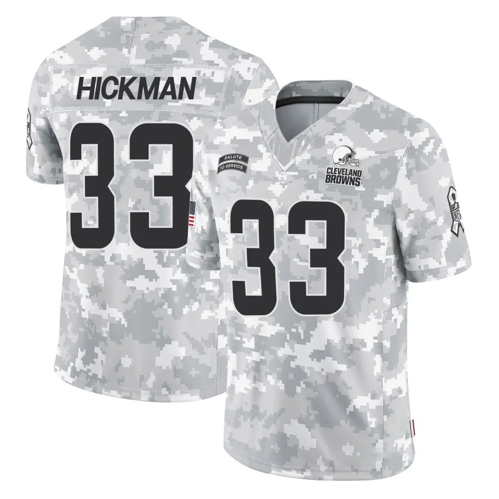 C.Browns #33 Ronnie Hickman Player Arctic Camo Salute to Service Limited Home Game Ldoa Stitched Jerseys