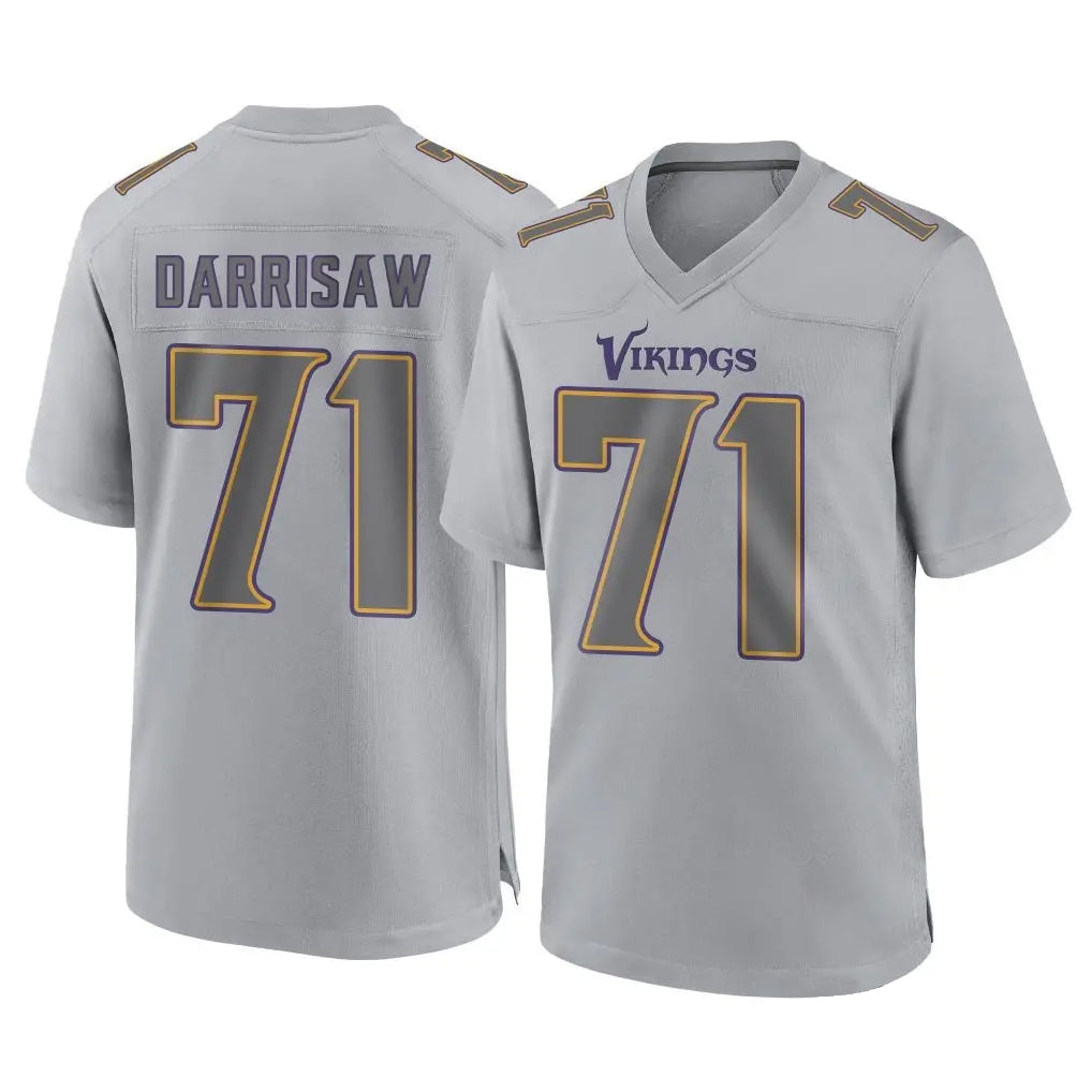 M.Vikings #71 Christian Darrisaw Player Gray Atmosphere Fashion Home Game Ldoa Stitched Jerseys
