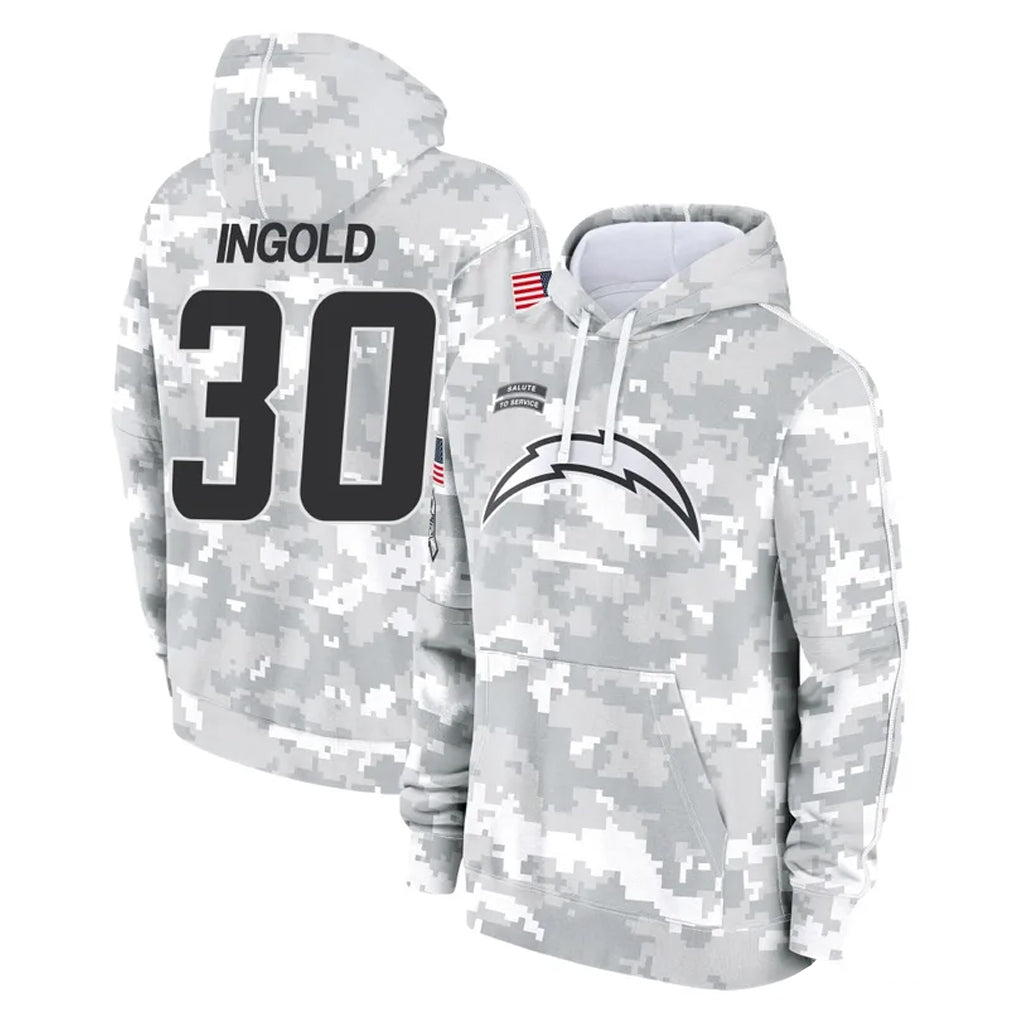 LA.Chargers #30 Alec Ingold Player Arctic Camo Salute to Service Hoodies Limited Game Ldoa Stitched Jerseys