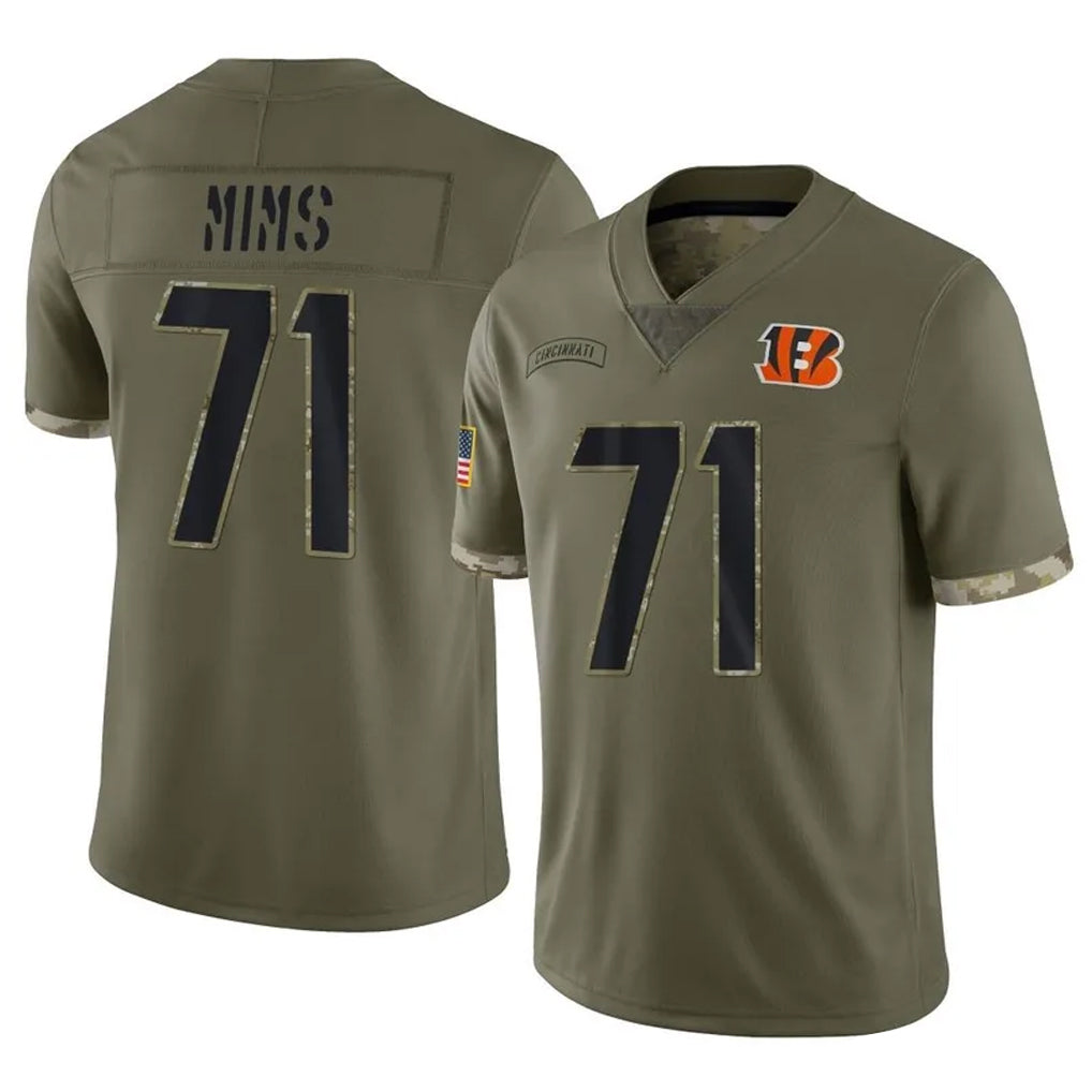 C.Bengals #71 Amarius Mims Player Olive Salute to Service Limited Game Ldoa Stitched Jerseys