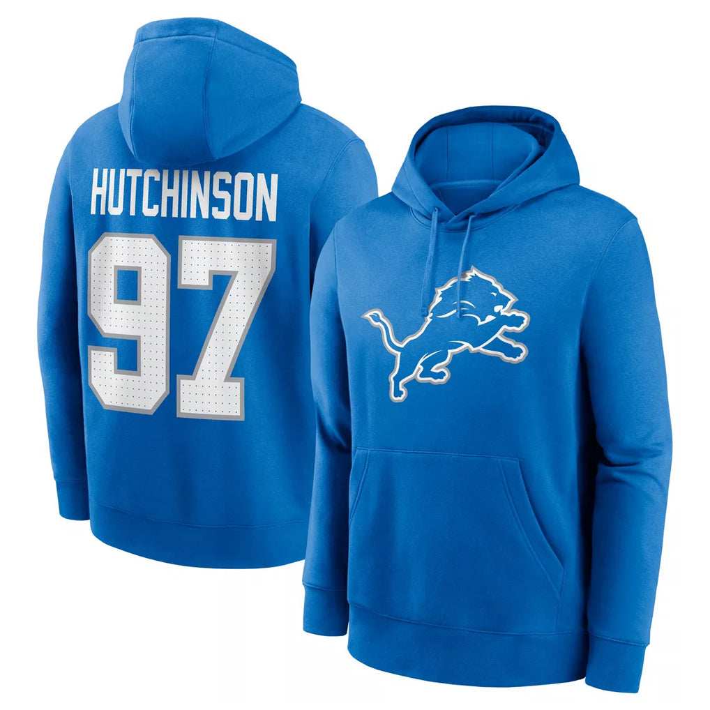 D.Lions #97 Aidan Hutchinson Player Blue Salute to Service Pullover Hoodies Limited Ldoa Stitched Jerseys