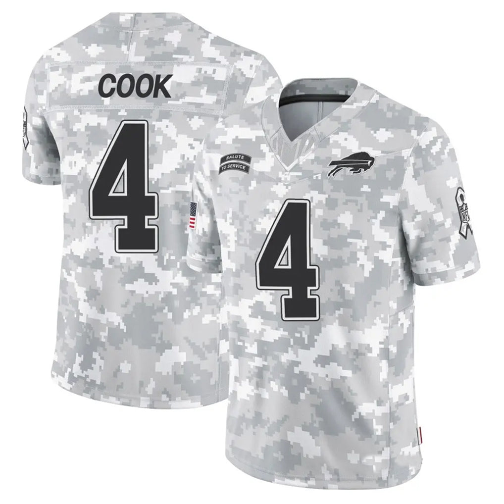 B.Bills #4 James Cook III Player Arctic Camo Salute to Service Limited Ldoa Stitched Jerseys