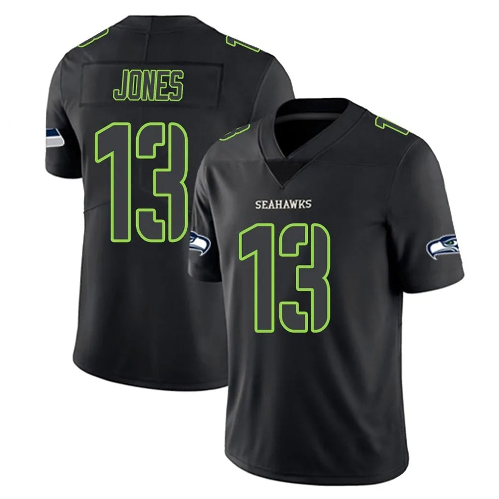 S.Seahawks #13 Ernest Jones IV Player Black Impact Limited Home Game Ldoa Stitched Jerseys