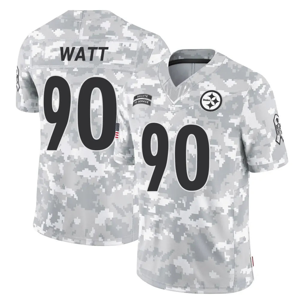 P.Steelers #90 T.J. Watt Player Arctic Camo Limited Salute To Service Home Game Ldoa Stitched Jerseys