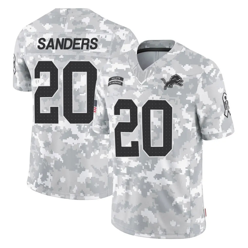 D.Lions #20 Barry Sanders Player Arctic Camo Salute To Service Limited Ldoa Stitched Jerseys