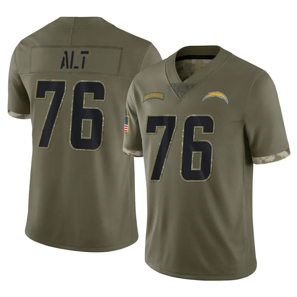 LA.Chargers #76 Joe Alt Player Olive Salute To Service Limited Ldoa Stitched Jerseys