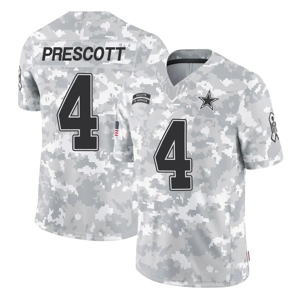 D.Cowboys #4 Dak Prescott Player Arctic Camo Salute to Service Limited Home Game Ldoa Stitched Jerseys