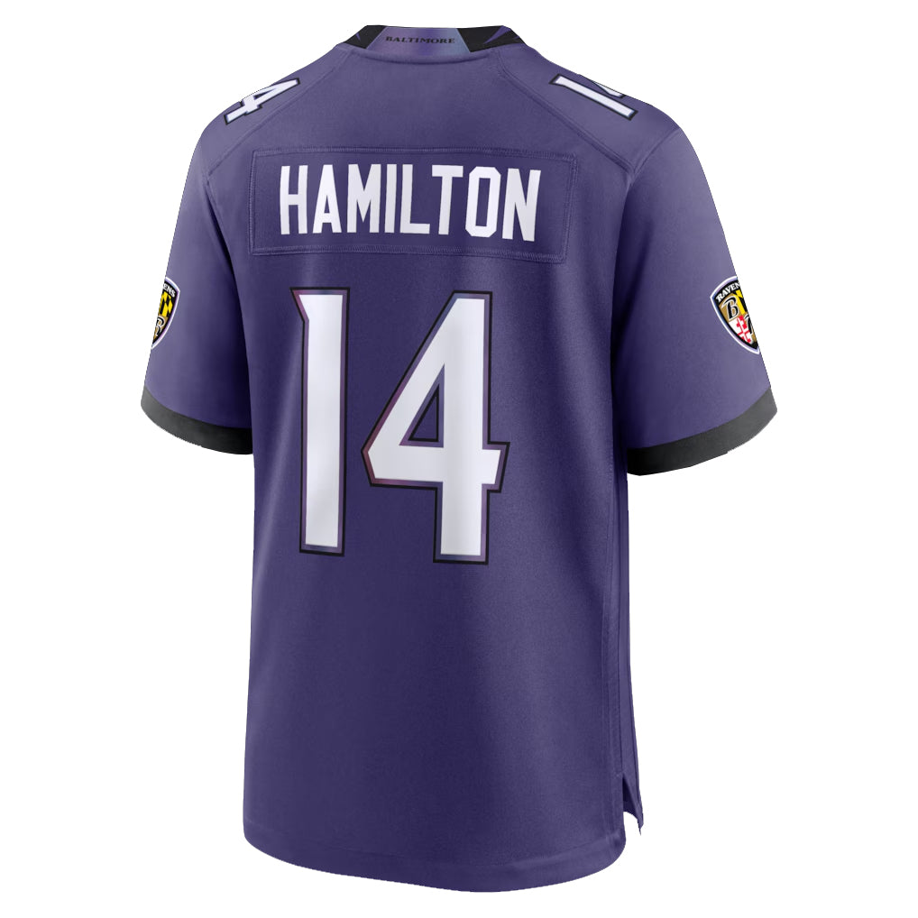 B.Ravens #14 Kyle Hamilton Player Purple Home Game Ldoa Stitched Jerseys