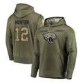 J.Jaguars #12 Travis Hunter Player Olive Salute to Service Pullover Hoodies Home Game Ldoa Stitched Jerseys