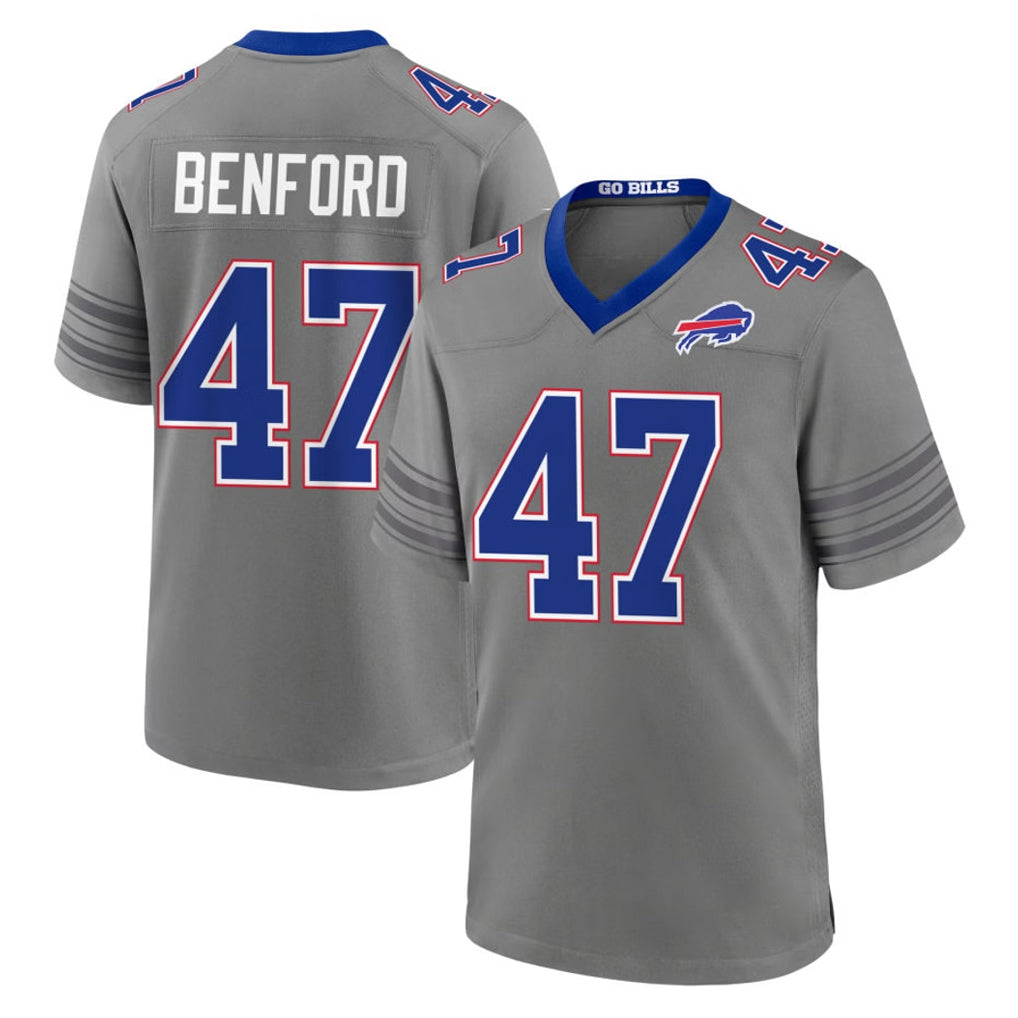 B.Bills #47 Christian Benford Player Gray Nickel City Home Game Xdoa Stitched Jerseys